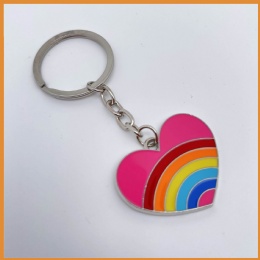 Metal Rainbow Heart Keychain